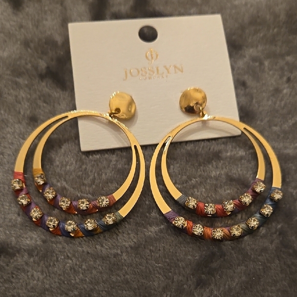 Josslyn Gold Multicolor Hoop Earrings - Picture 1 of 4